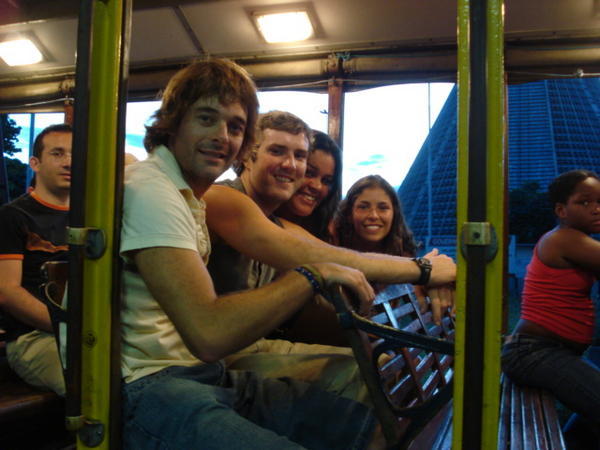 Pete, Me, Christine, Laura on the Tram For St Teresa