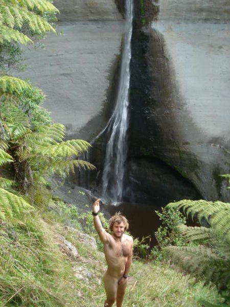 Taking a shower at NZ highest Waterfall