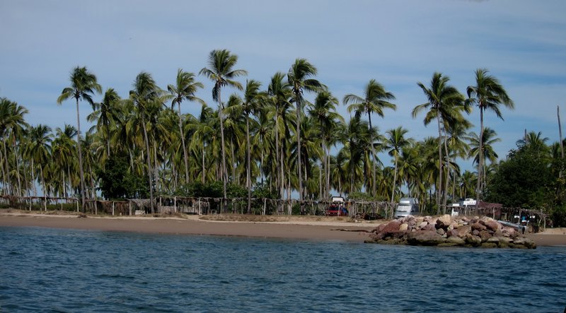 Panorama Strand Ansicht v Boot