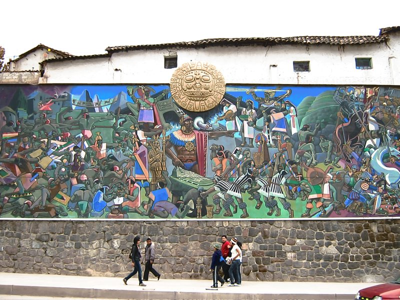 Huge motif along one of the main streets in Cusco