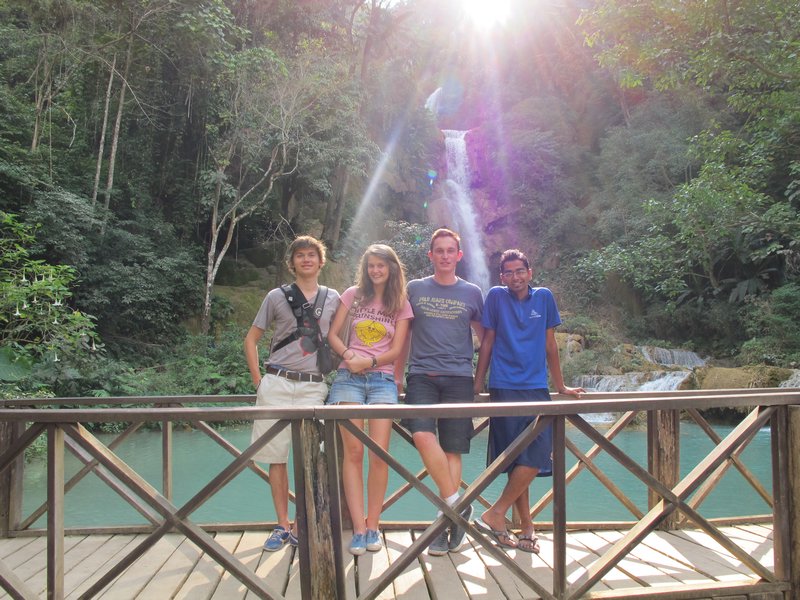 Us at the Kuang Si waterfall