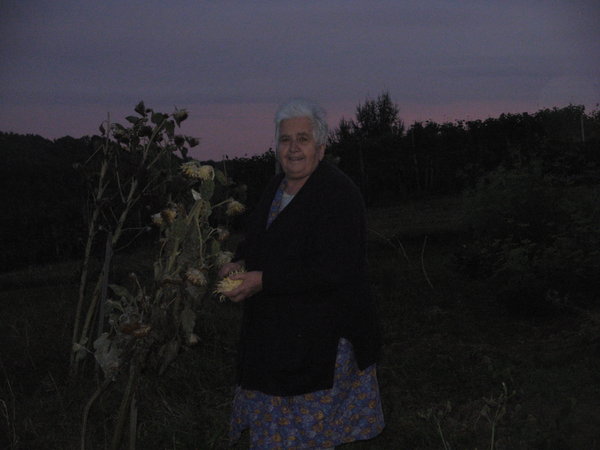 Grandma out in the fields