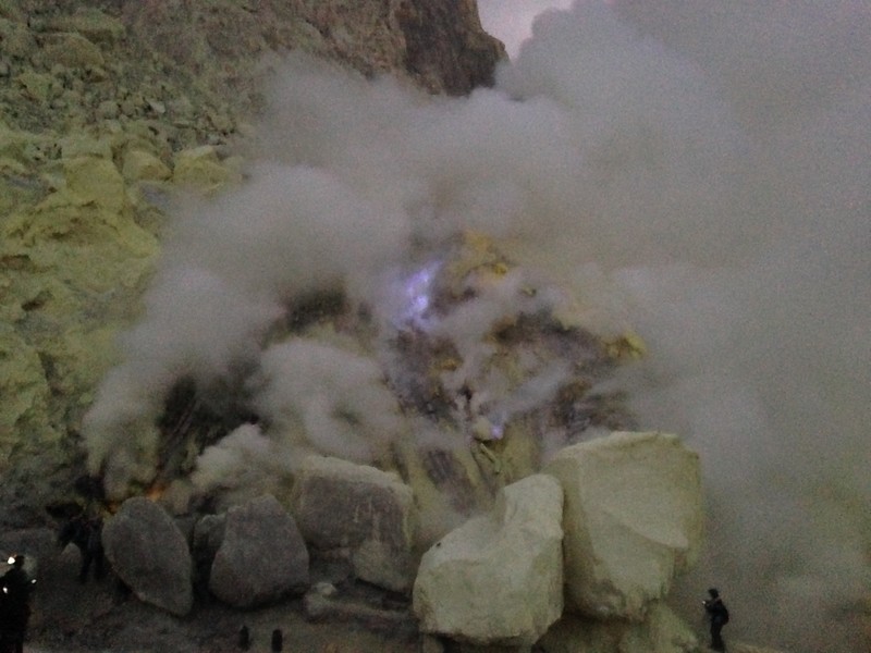 Blue flame in the Mt Ijen crater