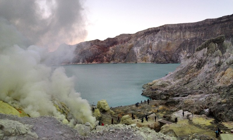 Mt Ijen crater and lake