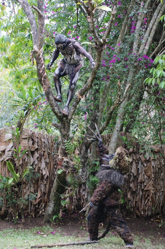 Ghost monster chasing tribesmen up a tree!