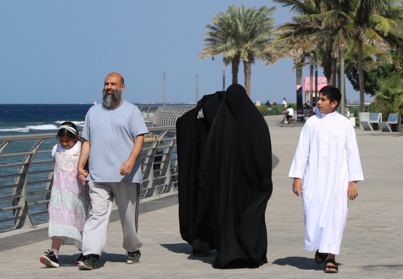 Family walking the corniche (about 32c)