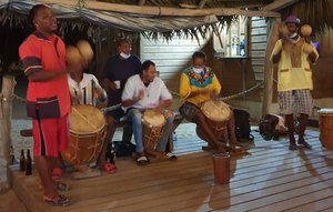 Garifuna drumming in a bar