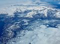 Ice sheet spilling into glaciers into the fjords