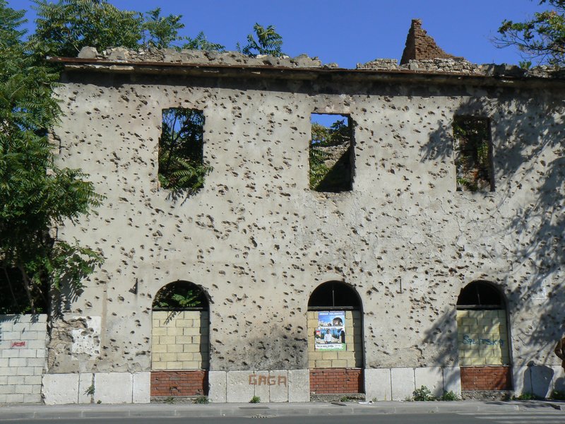 Damaged building on the front line