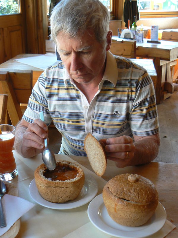 Goulash soup in bread