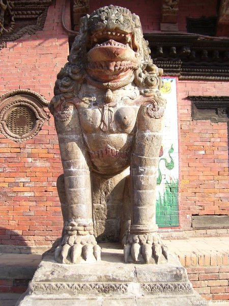 Stoned lion guard - Sundar Chowk - Patan Durbar Square