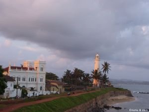 View of sunset over Galle Fort