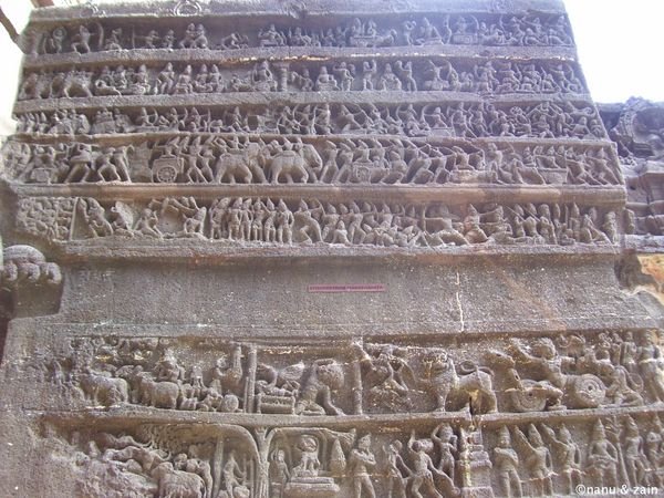 Carved details on Kailas temple - Ellora caves