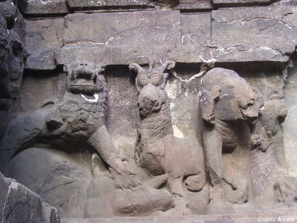 Carved details on Kailas temple - Ellora caves