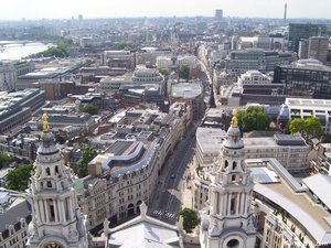 City view from the stone gallery - St. Paul's cathedral