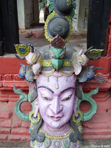 Wood carving of deity - Bhaktapur Durbar Square