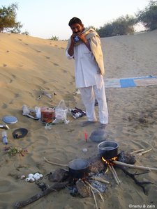 Preparing the Breakfast on Thar by the pick-driver