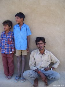 Father and sons - at a village on Thar