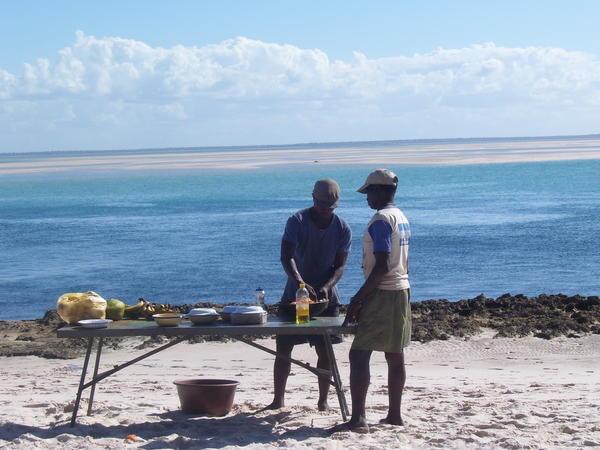 Preparing lunch for us on the beach