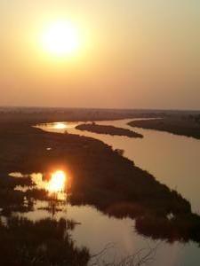 Okavango River at sunset
