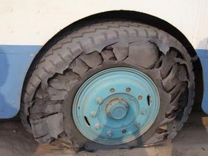 The exploded tyre
