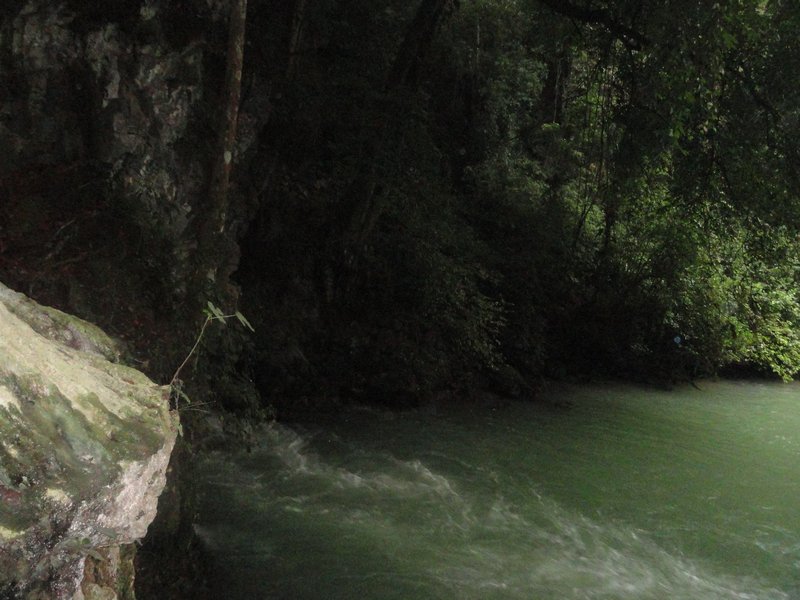 the river next to the Bat Cave in Lanquin