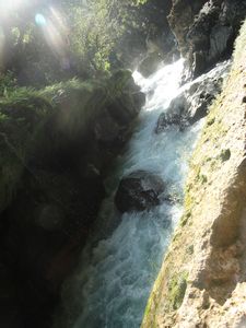 Raging river that runs under Semuc Champey and exits at a massive watterfall