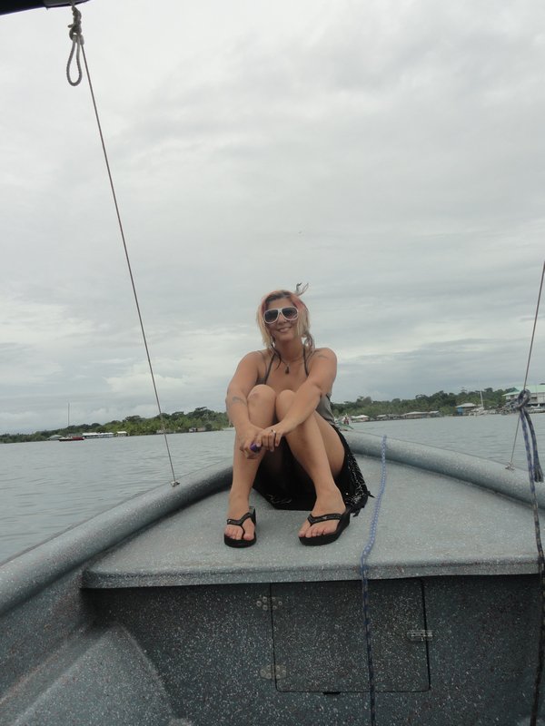 Anna on the water taxi in Bocas del Torro