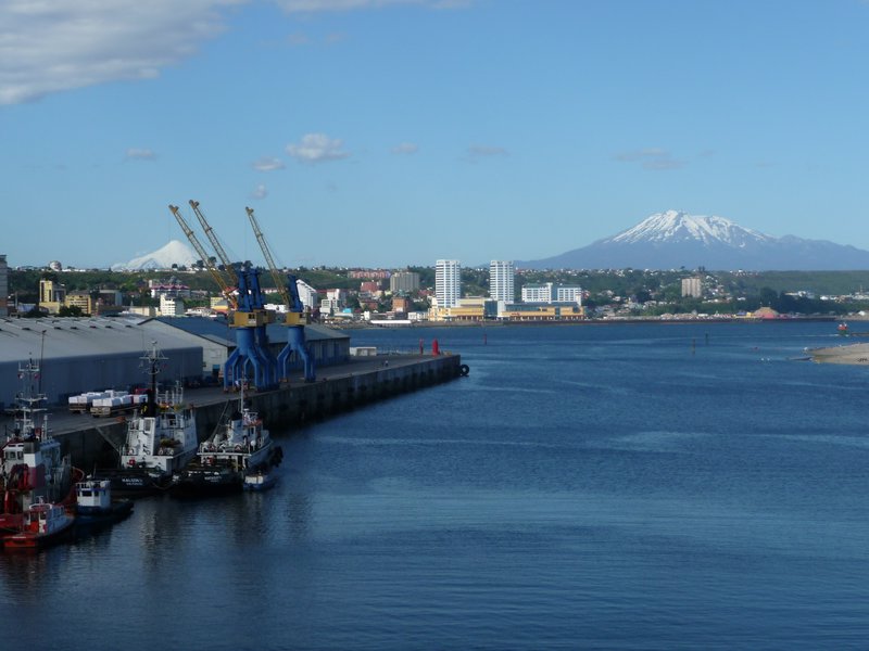 7 View of the volcanos from port, Puerto Montt