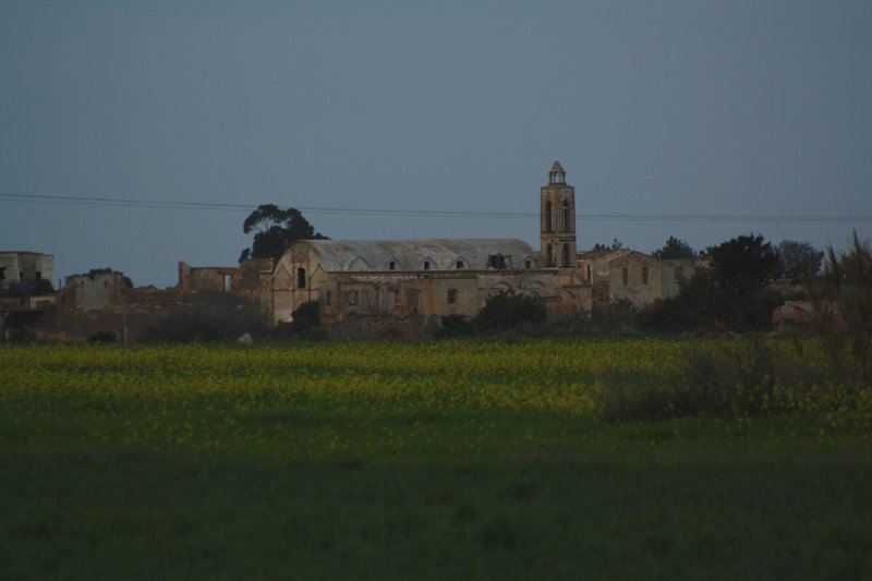 Deserted village at dusk from the Cyprus side of the line