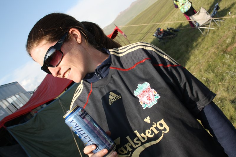 Susan in a Liverpool shirt!