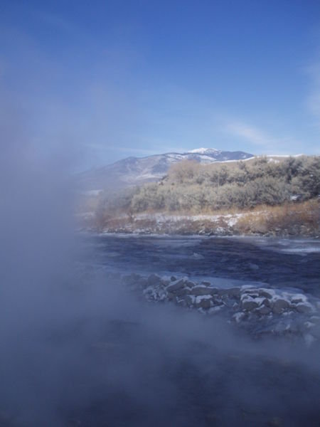 Steam, Ice, Water, Rock, and Sky