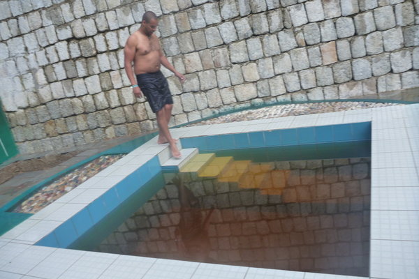 Rashy braving the cold pool