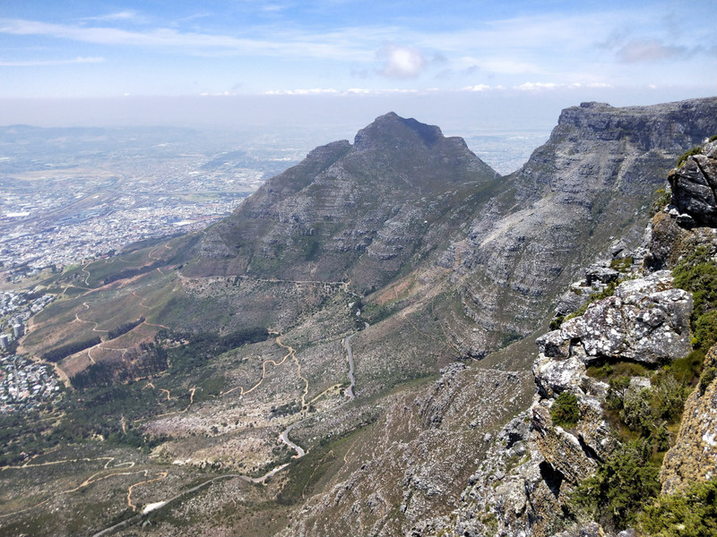 Looking at Devil's Peak from top of table mountain