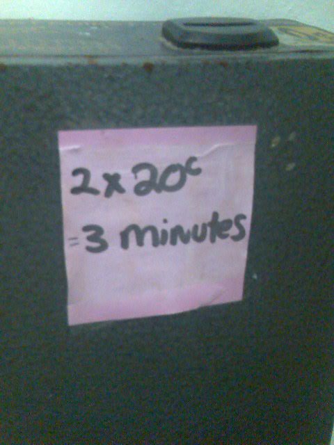 2 x 20c for 3 minutes