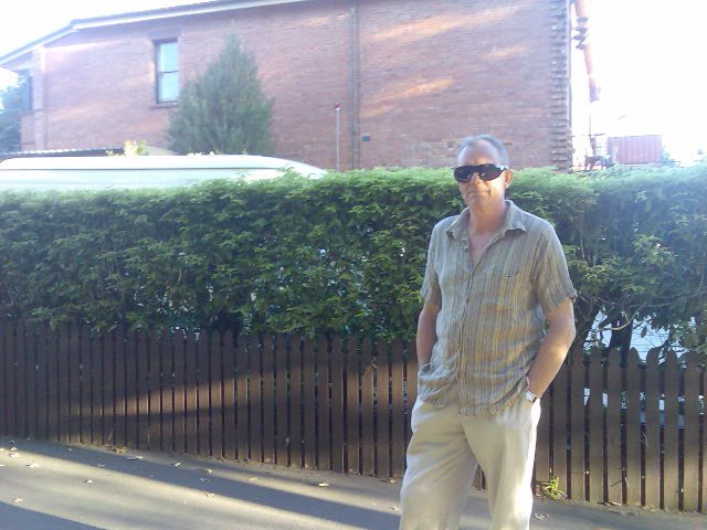 My fella, outside our hostel in Launie.