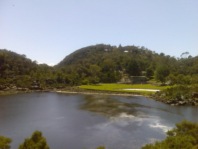 View of First Basin, Cataract Gorge from suspension bridge