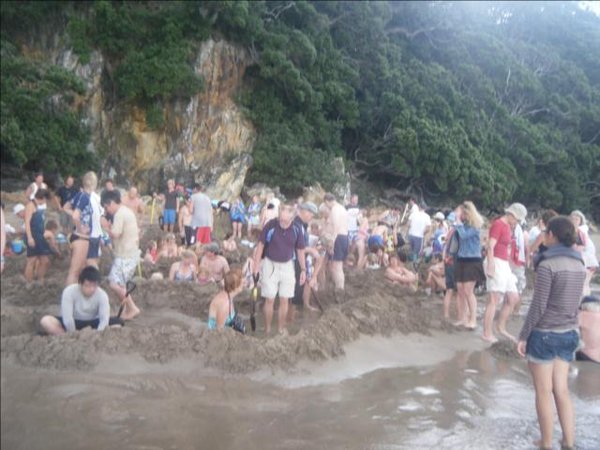 People on Hot Water Beach