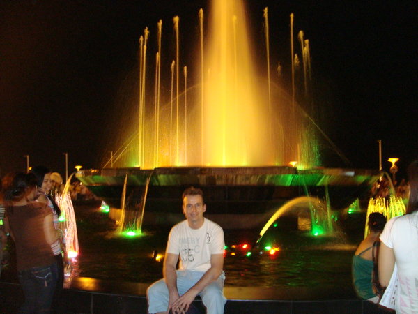 Manila Bay in front of a magic fountain