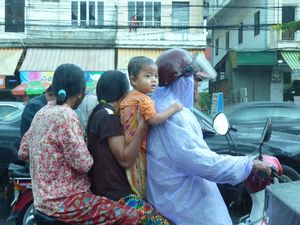Four to a moto in Phnom Penh