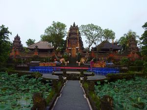 Balinese temple and lotus pond