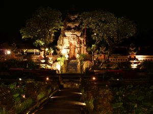 Balinese temple at night