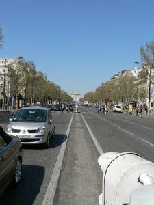 In the middle of Avenue des Champs Elysees