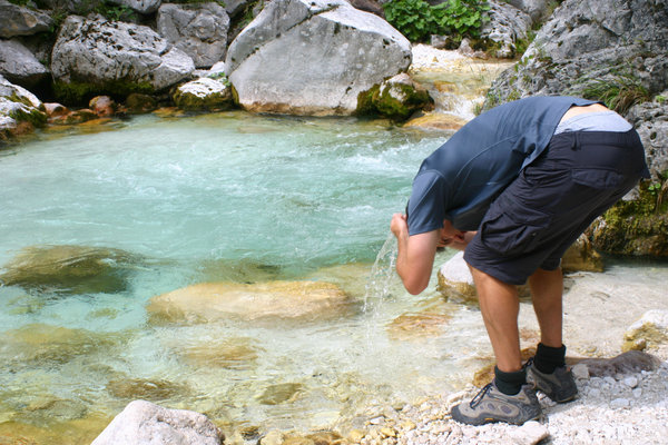 Chris gets a dunking in the cold waters of the Soca River