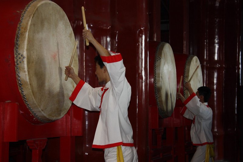 The drumming ceremony inside the Drum Tower, Beijing