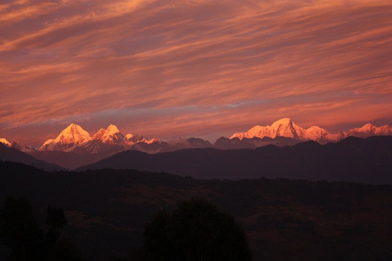 Sun setting on the Himalaya