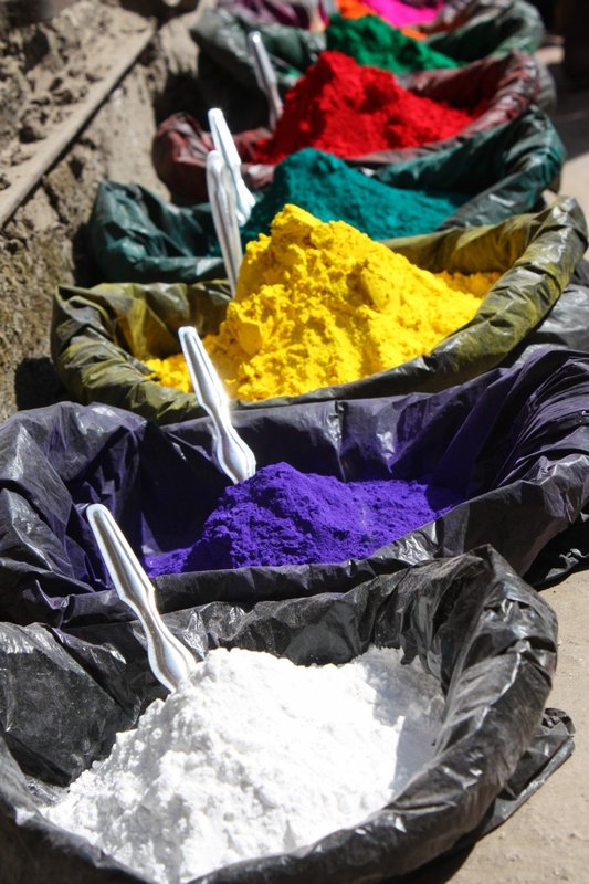 Coloured powder for sale in the streets of Patan