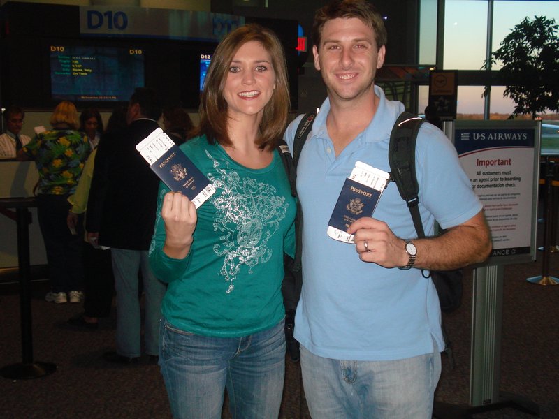 Ready to board, passports in hand!