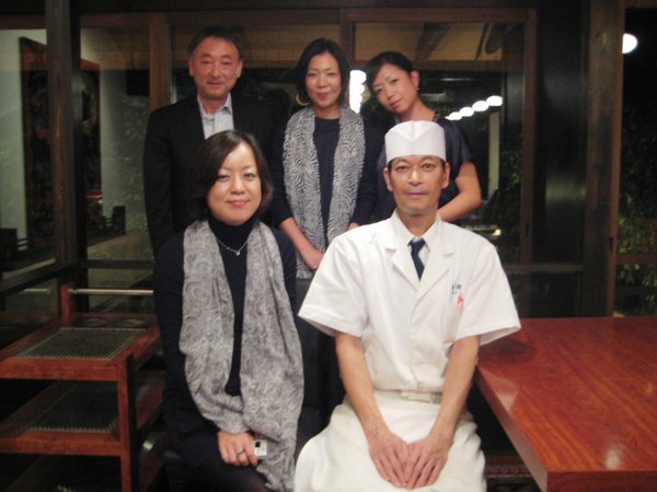 With the chief chef of Takuma, Kyoto cuisine restaurant. 