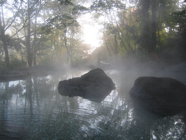 An open-air hot spring bath